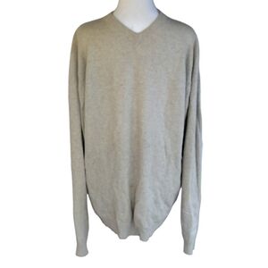 Pronto Uomo Soft Oatmeal Color V Neck Long Sleeve Cashmere Sweater Size Large